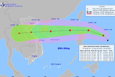 Bão Kompasu tăng tốc vào Biển Đông