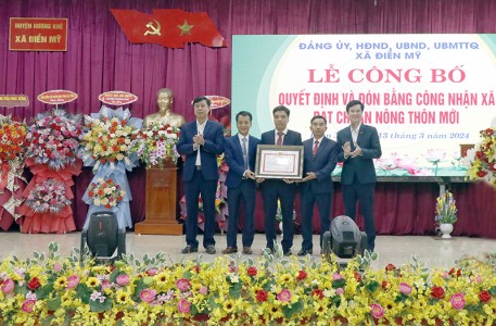 Điền Mỹ đón bằng công nhận xã đạt chuẩn nông thôn mới