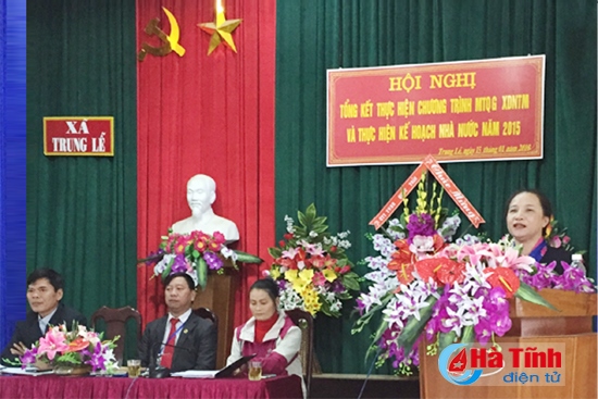 Chủ nhiệm Ủy ban Kiểm tra Tỉnh ủy Nguyễn Thị Gái: Trung Lễ cần củng cố vững chắc các tiêu chí xây dựng nông thôn mới gắn với đẩy mạnh thực hiện đề án phát triển sản xuất, tăng thu nhập, nâng cao đời sống vật chất và tinh thần cho nhân dân