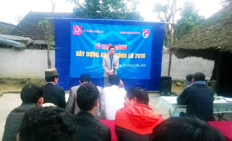 Huyện đoàn Vũ Quang khởi công nhà chống lũ năm 2016